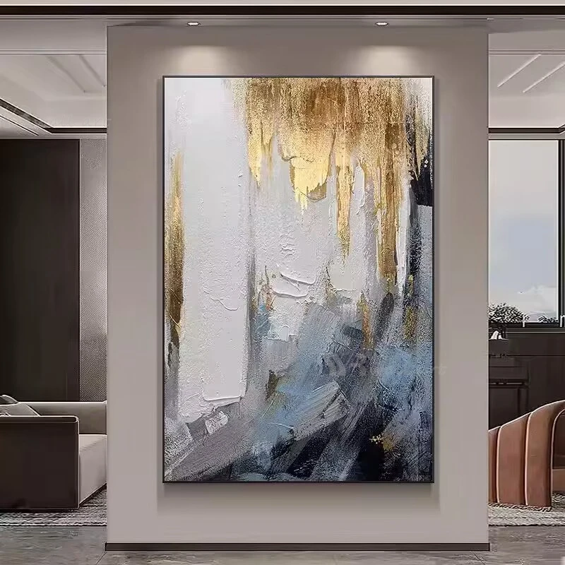 

Handmade Gold Foil Acrylic Oil Painting On Canvas Home Decoration Wall Art Abstract Poster Hang Picture For Living Room Bedroom