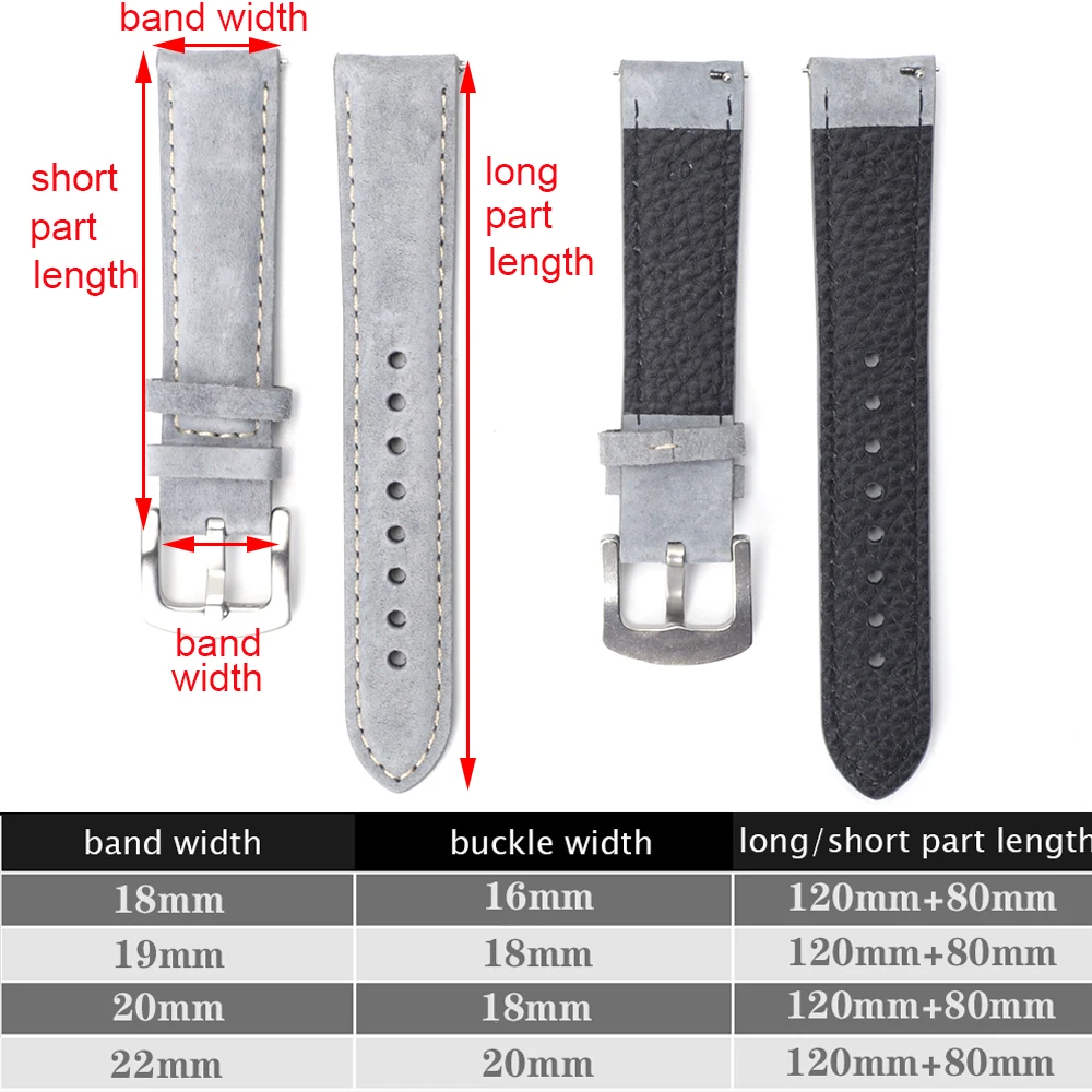 Handcrafted Genuine Leather Suede Watch Strap – Quick Release Soft Wristband Belt Accessories