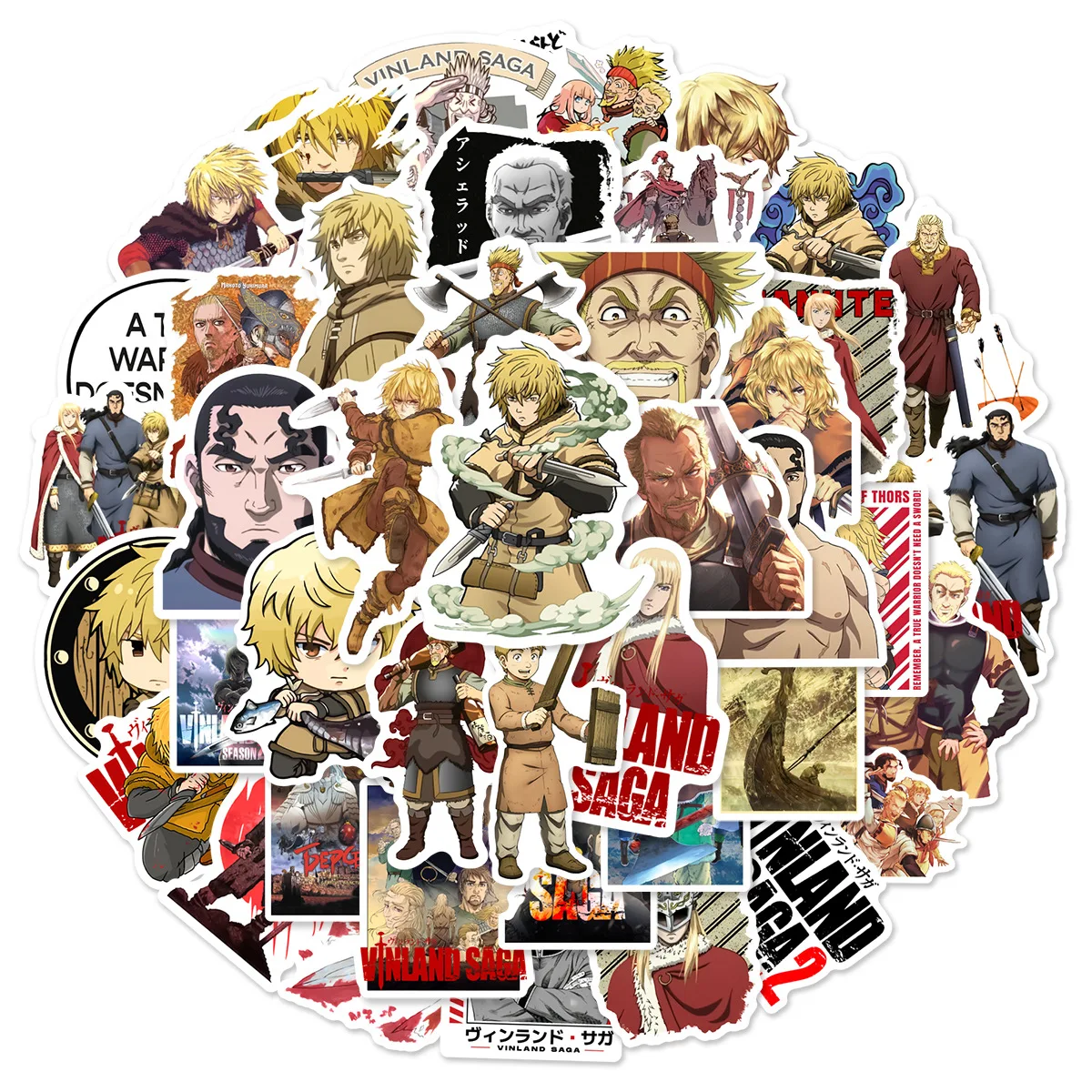 50 Stück Anime VINLAND SAGA Aufkleber Graffiti-Sticker für Kühlschrank, Gepäck, Laptop, Gitarre, Auto, Fahrrad, Skateboard – Detail 2