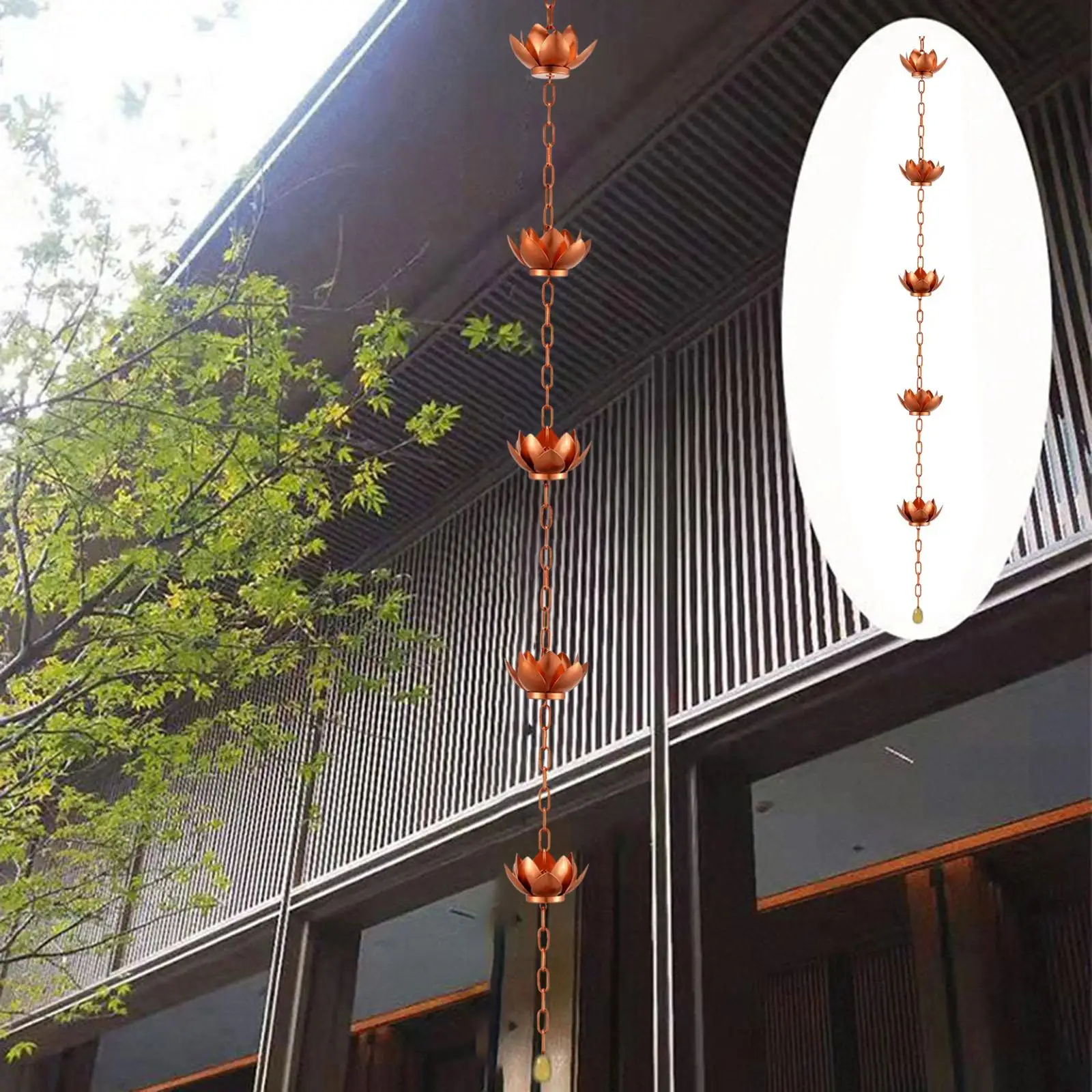 Lotus Rain Chains Gutters Rain Collector Cups Rainwater Catcher Chains Flower Cups Yard Outside Garden Sheds