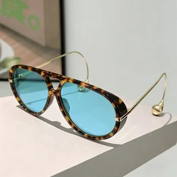 GM LUMIAS Oversized Luxury Pilot Sunglasses - Trendy Gradient Shades (As picture shows)