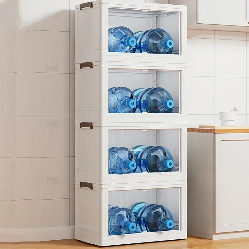 Kitchen Cabinets Home Microwave Storage Cabinet Multi-functional Movable Double Door Locker with Wheels Kitchen Furniture N