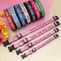 Adjustable Nylon Embroidered Dog Collar Custom ID Name Accessories Pet Collars For Small Medium Large Dogs Pets Supplies Perro 3