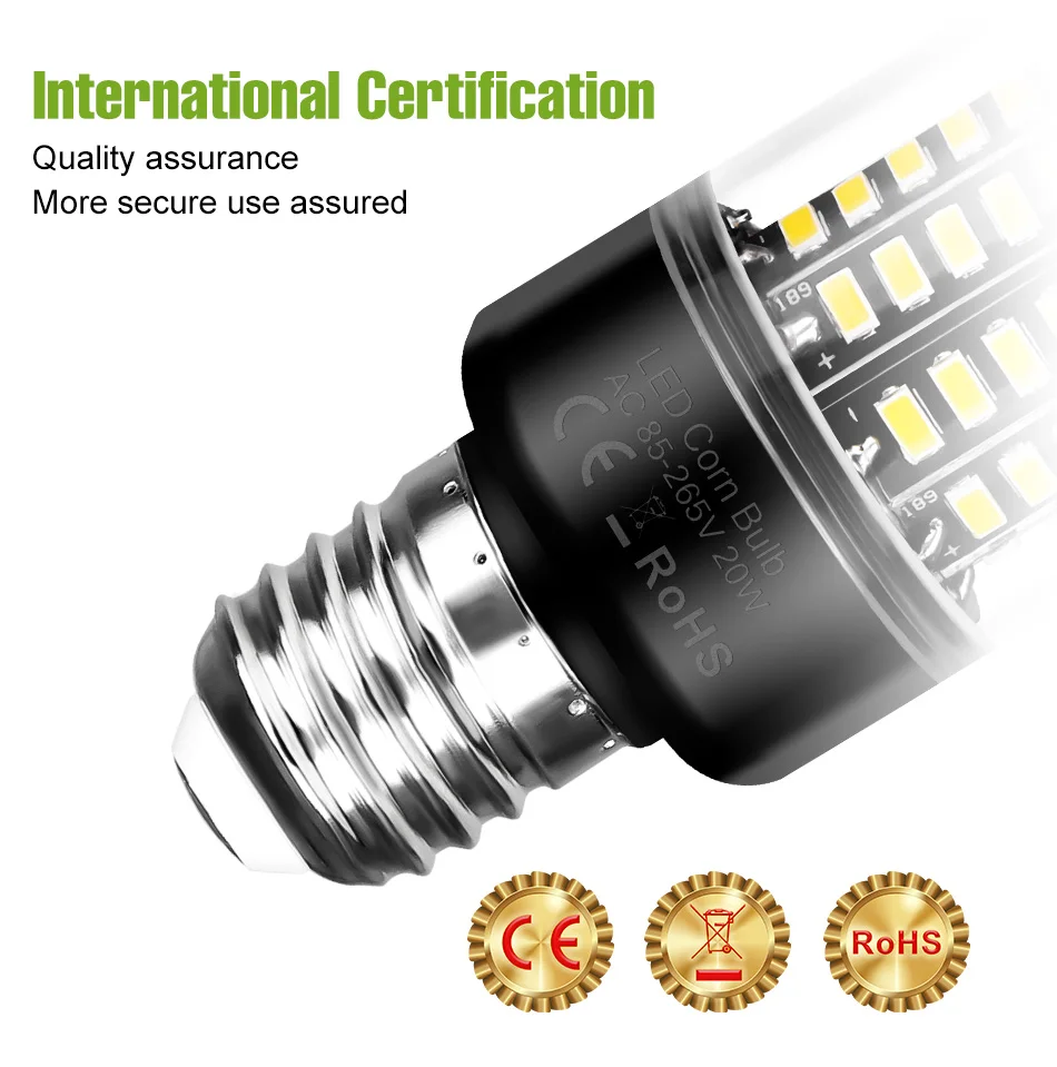 Description Picture 6 of itemE27 LED Light Bulb E14 Corn Lamp B22 Ceiling Chandeliers 3.5W 5W 7W 9W 12W 15W 20W Cool/Warm White No Flicker AC85-265V 5736 SMD