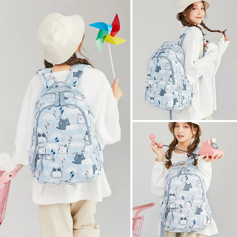 School Bags for Girls Cute Printing Cat School Backpack and Handbag Kawaii Children Backpack Back To School 2024 Mochila Escolar - 3