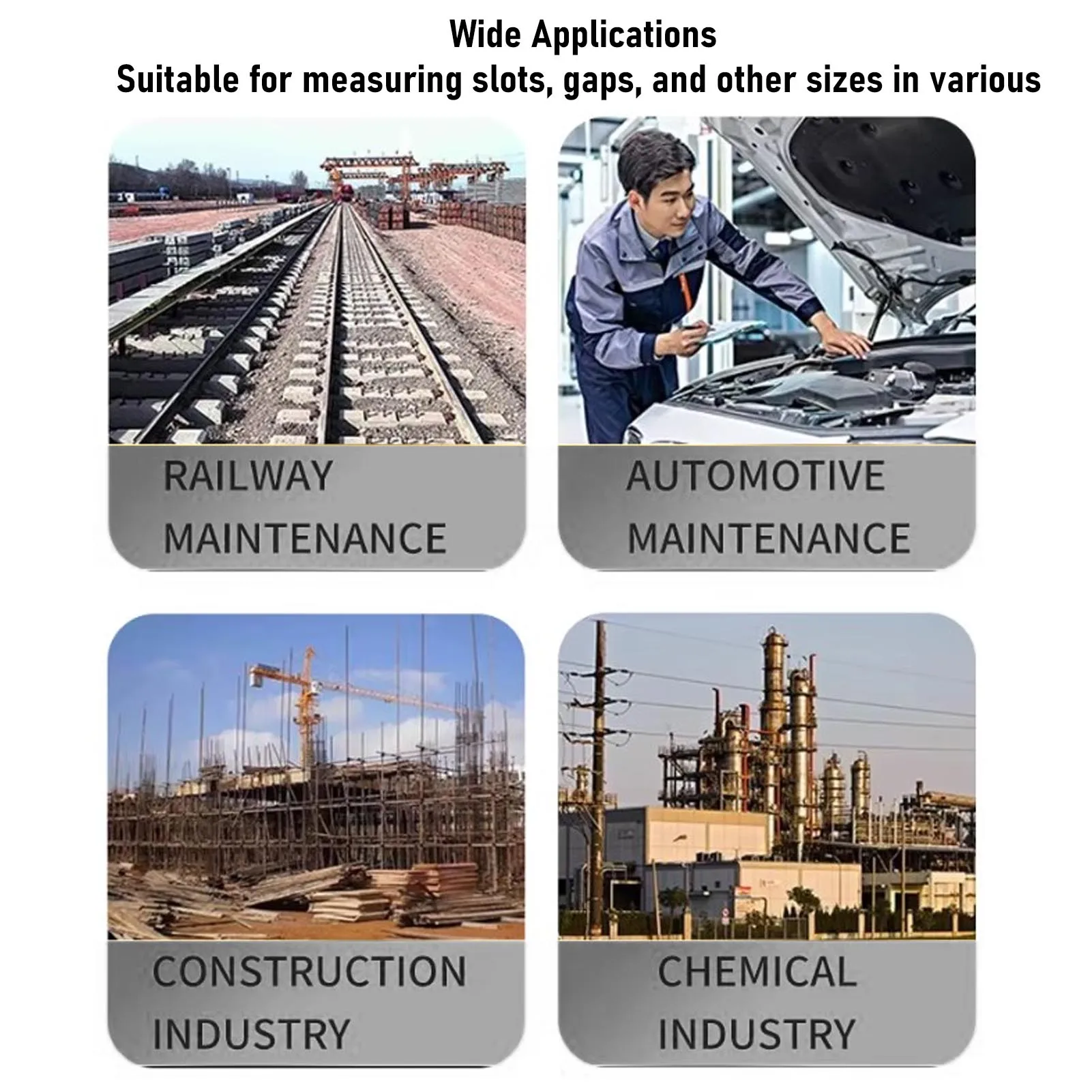 Stainless Steel Gap Gage 0.2-4mm Range 0.05mm Accuracy Multifunctional Taper Gage for Construction Railroads Taper Gage 0.2-4mm