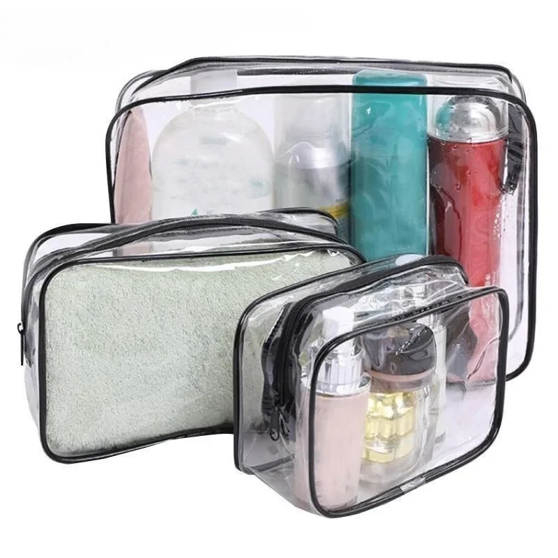Description Picture 2 of item3pcs/set Home Travel Transparent Makeup Bag Toiletries Bag Bath Supplies Waterproof Travel Cosmetic Bag Bathroom Organizers