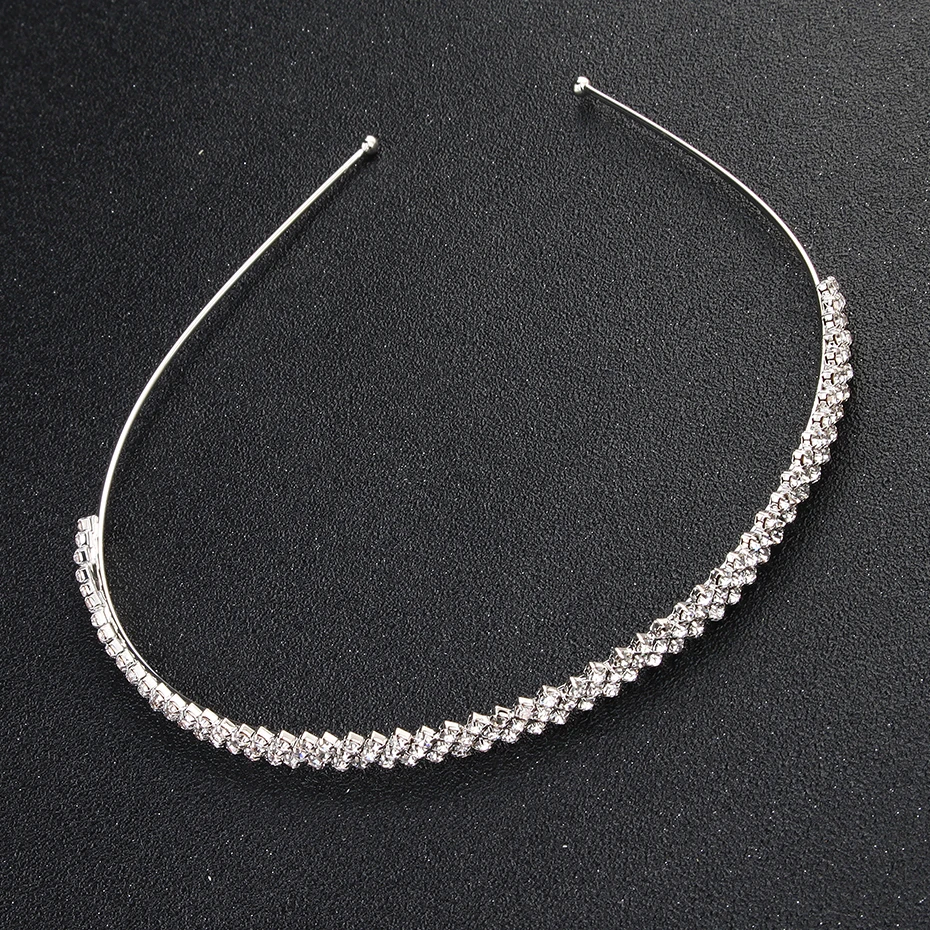 Fashion Rhinestone Bridal Tiara Headpiece Silver Color Crystal Wedding Hair Accessories Women Birthday Party Rhinestone Crowns Bridal Hair Accessories