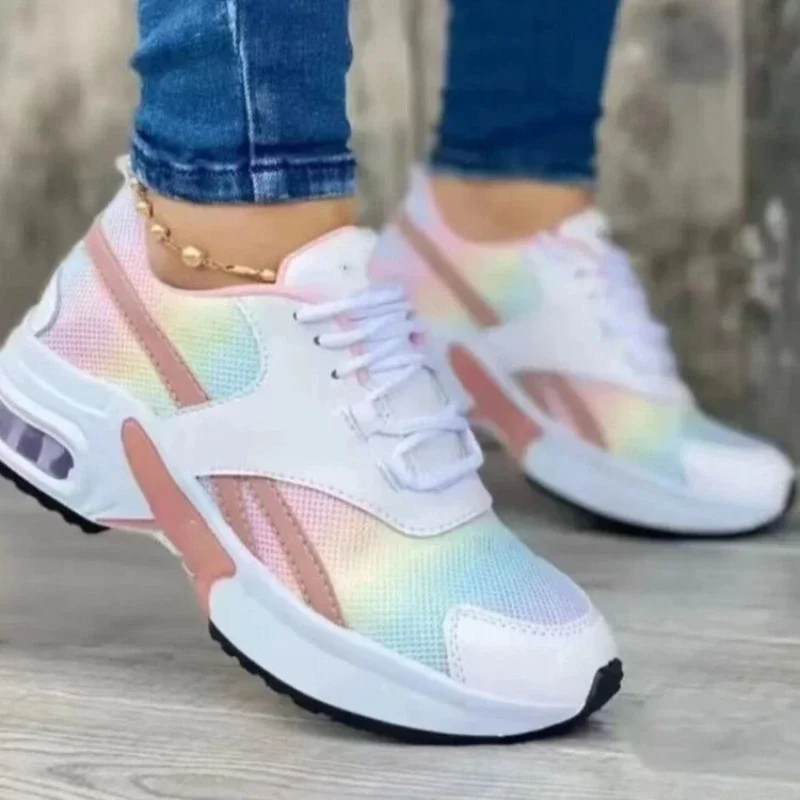 Women's Sneaker Fashion Platform Sports Shoes Spring New Casual Women's Shoes Thick Soled Anti Slip Mesh Shoes Soft Soled Flats 1