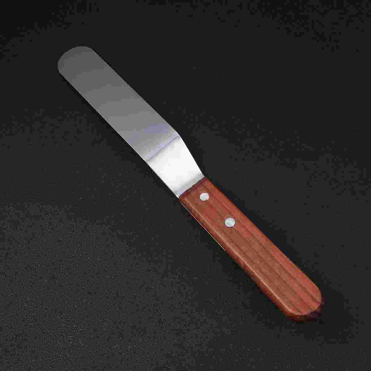 Stainless Steel Cream Spatula Butter Spreader Cake Scraper Pastry Tool Baking Smoother Icing Wooden Handle Kitchen Utensil 4 Pcs