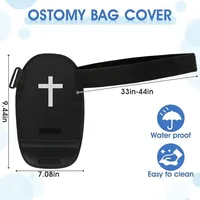 1/2 PCS Sacs de protection pour stomie avec ceinture réglable, pochettes de douche imperméables pour stomie, urostomie, ileostomie et récupération, avec motif croix 4