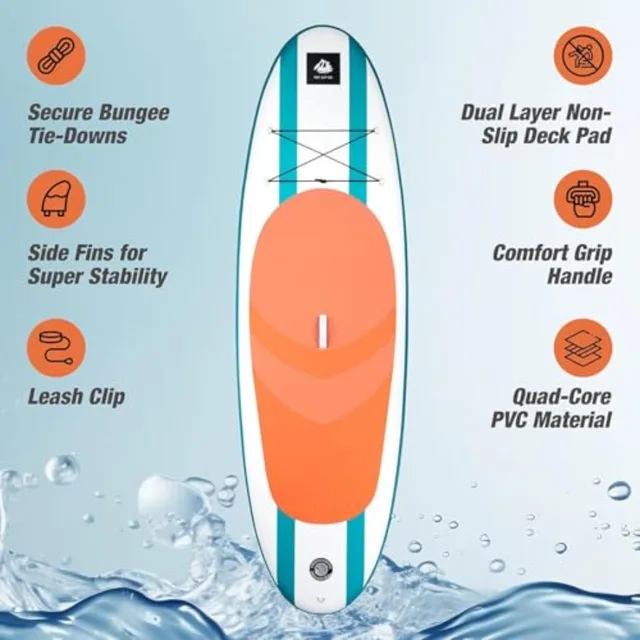 Inflatable Stand Up Paddle Board for outdoor water sports PVC material blue wide stable design with non-slip comfort deck and p