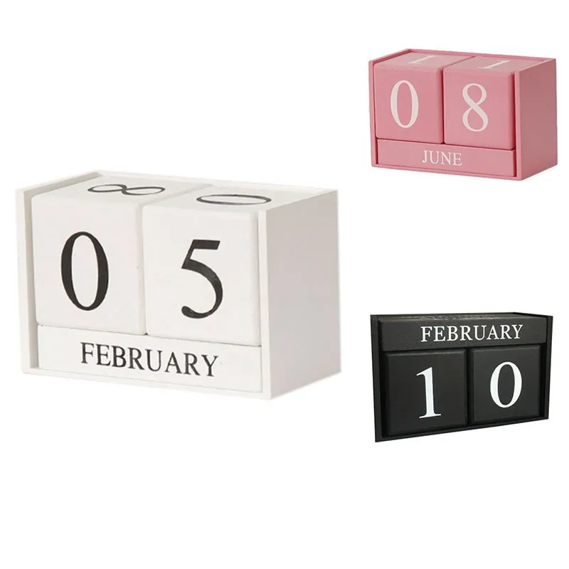 

Wooden Perpetual Calendar Wooden Desk Block Calendar-Permanent Block Month Date Display Home Office Decoration