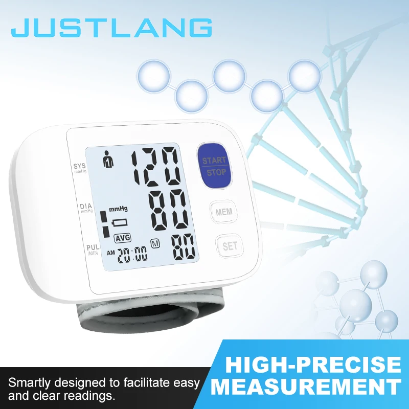 AiQUE Backlit Wrist Blood Pressure Monitor Tonometer Tensiometer Automatic Digital Pulsometer Sphygmomanometer Health Monitor