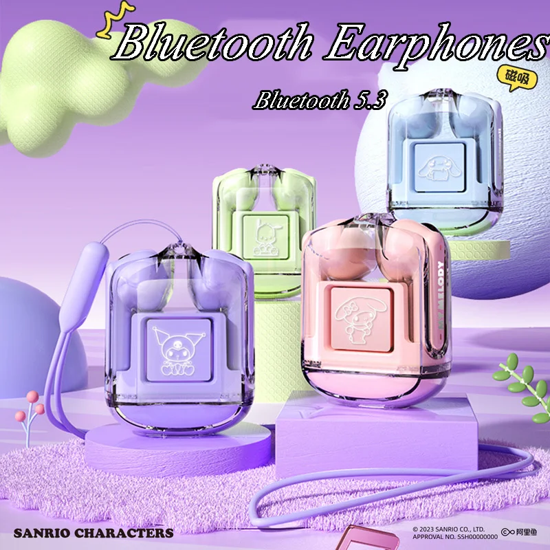 

Sanrio Cinnamoroll Bluetooth наушники Kawaii My Melody беспроводная гарнитура Kuromi музыкальная игра шумоподавление наушники для девочек и мальчиков