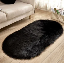 Luxurious Red Faux Fur Sheepskin Rug - 500MMx800MM (Black)
