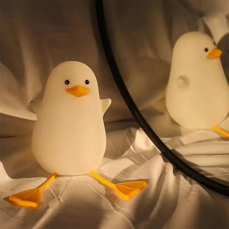 

Cute Duck LED Night Light Cartoon Silicone USB Rechargeable Sleeping Light Touch Sensor Bedroom Bedside Lamp For Kid Gift
