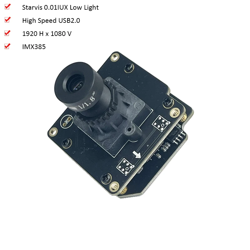 고속 카메라 모듈 FF/MF Starvis 0.01IUX 저조도 레벨, 60FPS, 2MP HD 1080P IMX385, USB2.0
