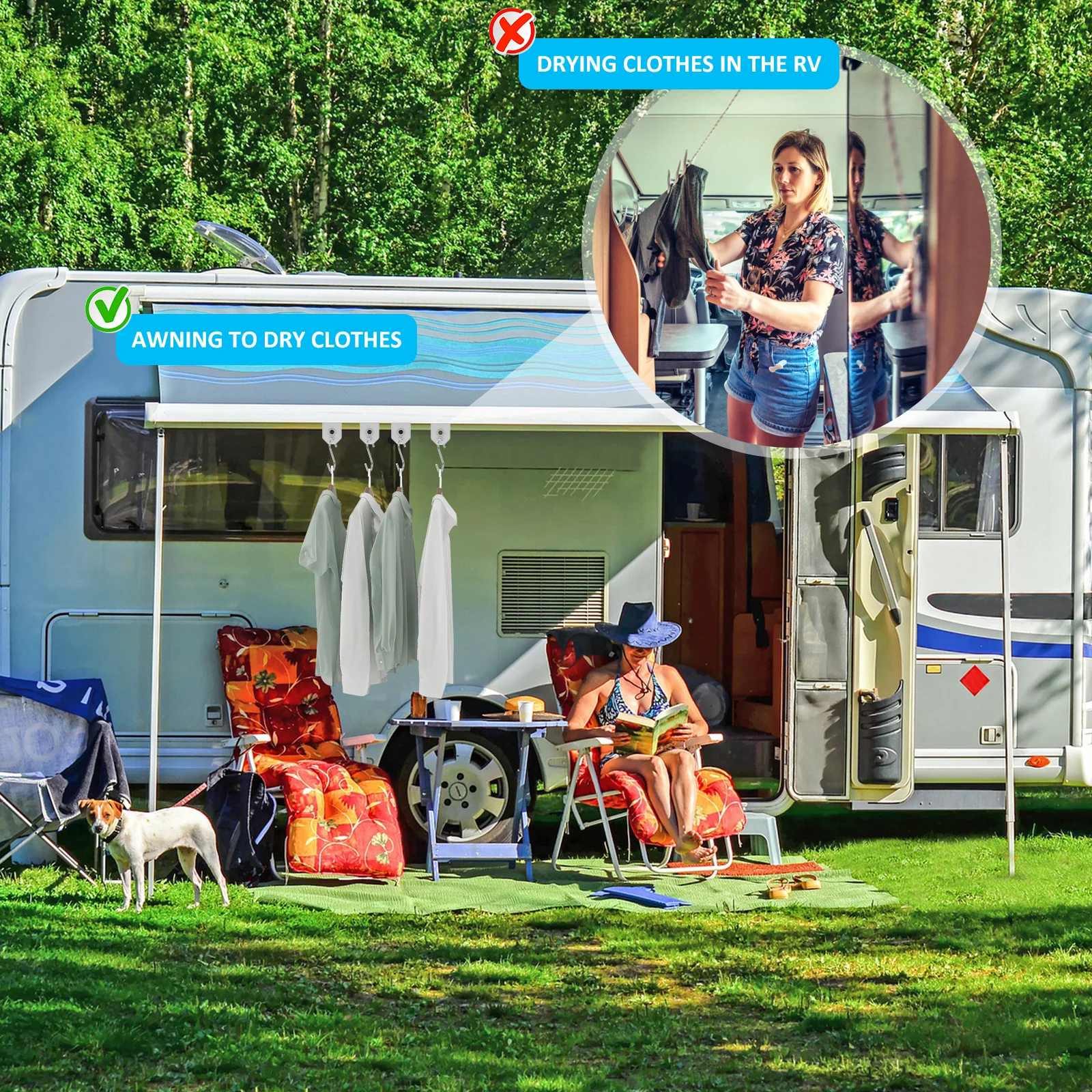 Metal RV Camper Awning Hooks for Motorhome Sun Shade