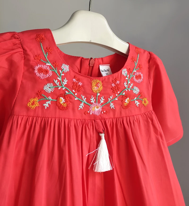 Baby Girls Dresses Kids Embroidered Cotton Summer Party Dress For Girl Children Costume Blue Cute Dress Clothes 2-6 Yrs Clothing girls dress maxi dress princess costume kids clothes