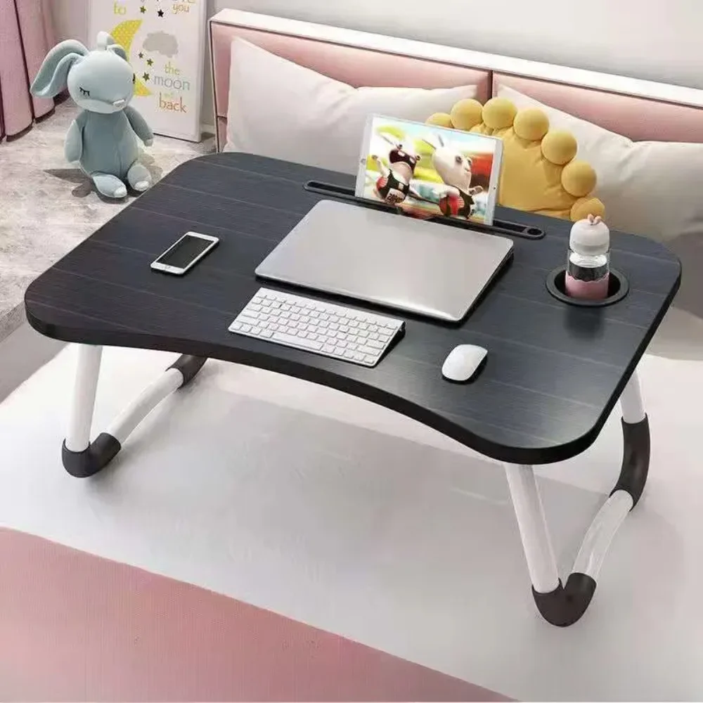 Foldable Learning Desk Folding Computer Desks Portable Lap Table Lazy Person Dormitory Study Desks with Card Slot Laptop Desk