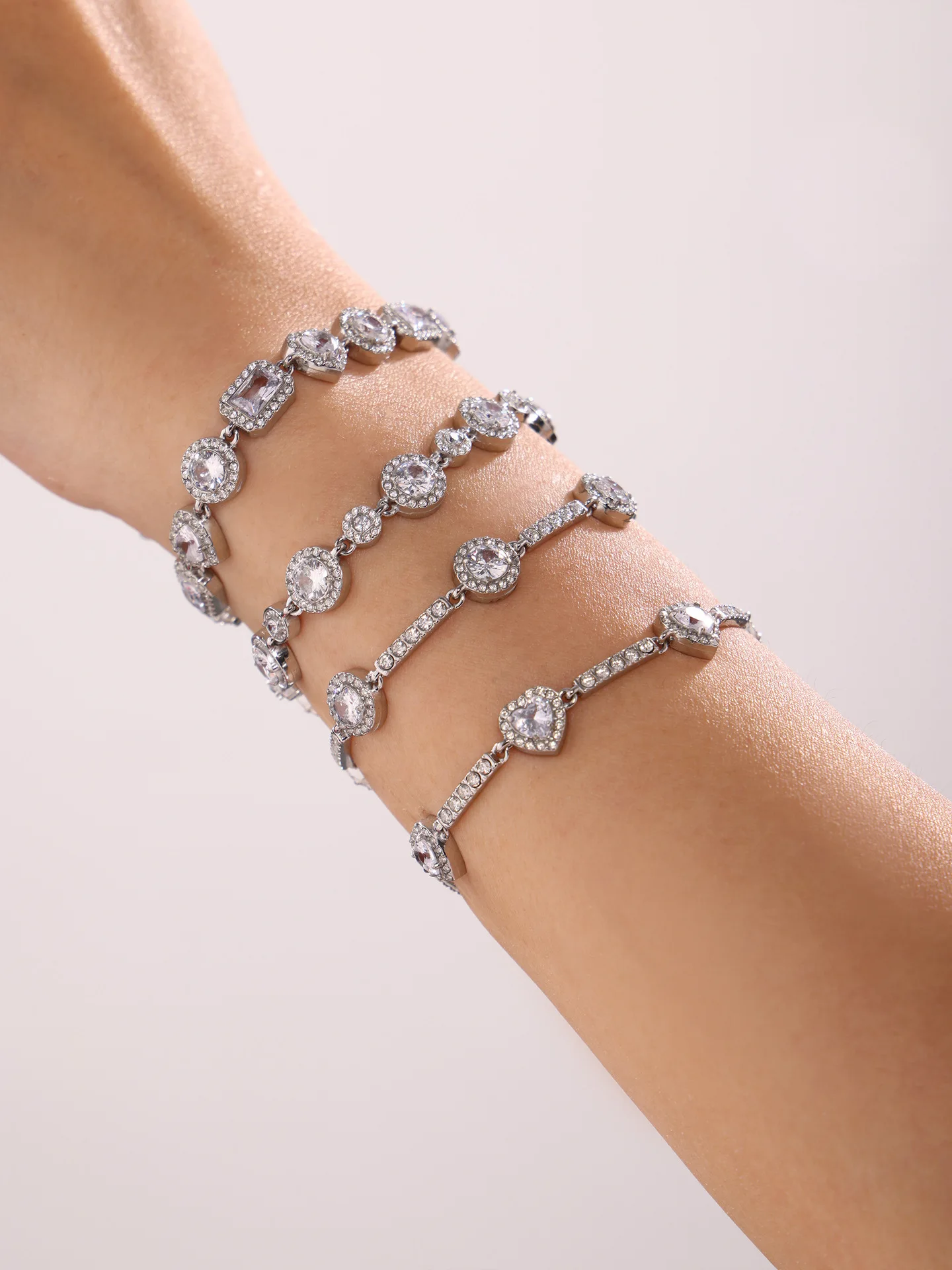 Vergoldetes Tennis-Armband für Frauen, Edelstahl-Armreif, Herz, rund, quadratisch, Zirkon, Vintage-Palast, luxuriöser Charm-Schmuck – Detail 12