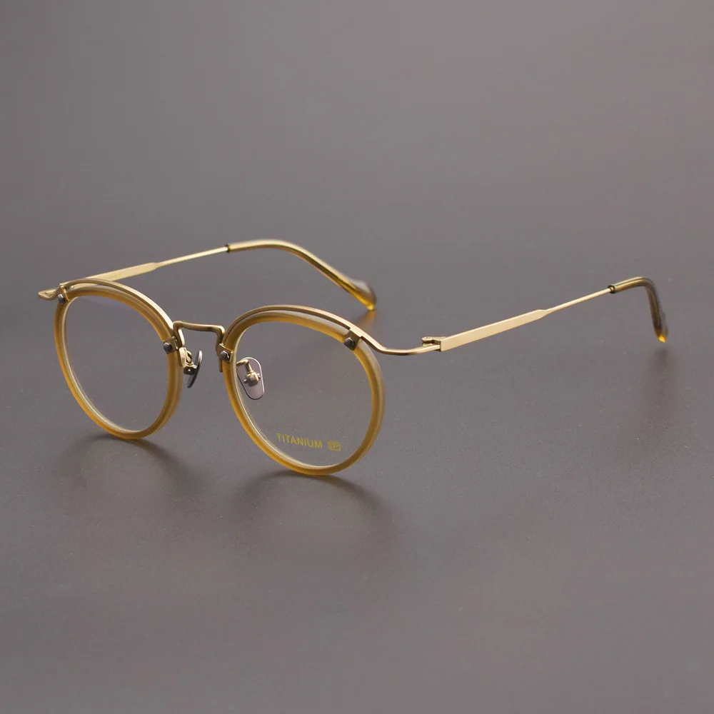 

Literary men women titanium optical glasse frame Trendy myopia eyewear Vintage round frame handmade high quality eyeglasses