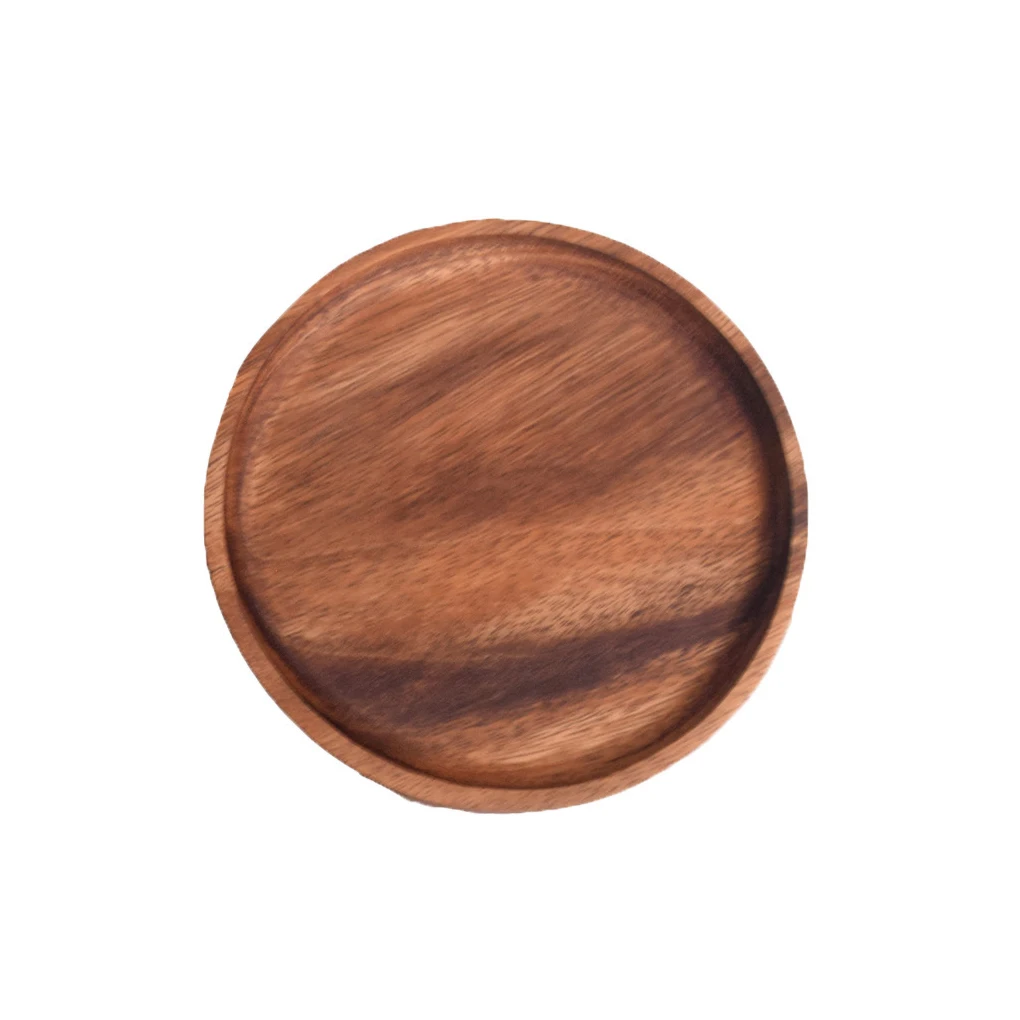 

Home Restaurant Round Fruit Plate Nut Peanut Serving Tray Cake Bread Candies Biscuits Pastry Wood Dish Accessory