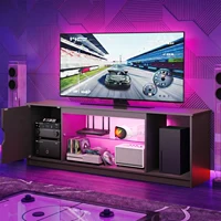 57" LED TV Stand for 55/60/65 Inch TVs - Gaming Entertainment Center with RGB Lights, Adjustable Glass Shelves & Cabinet for PS5 6