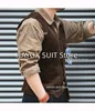 Men's Suit Vest Slim Fit Single Breasted V-Neck Corduroy Fashion Vintage Sleeveless Jackets Wedding Street Shoot Chalecos 3