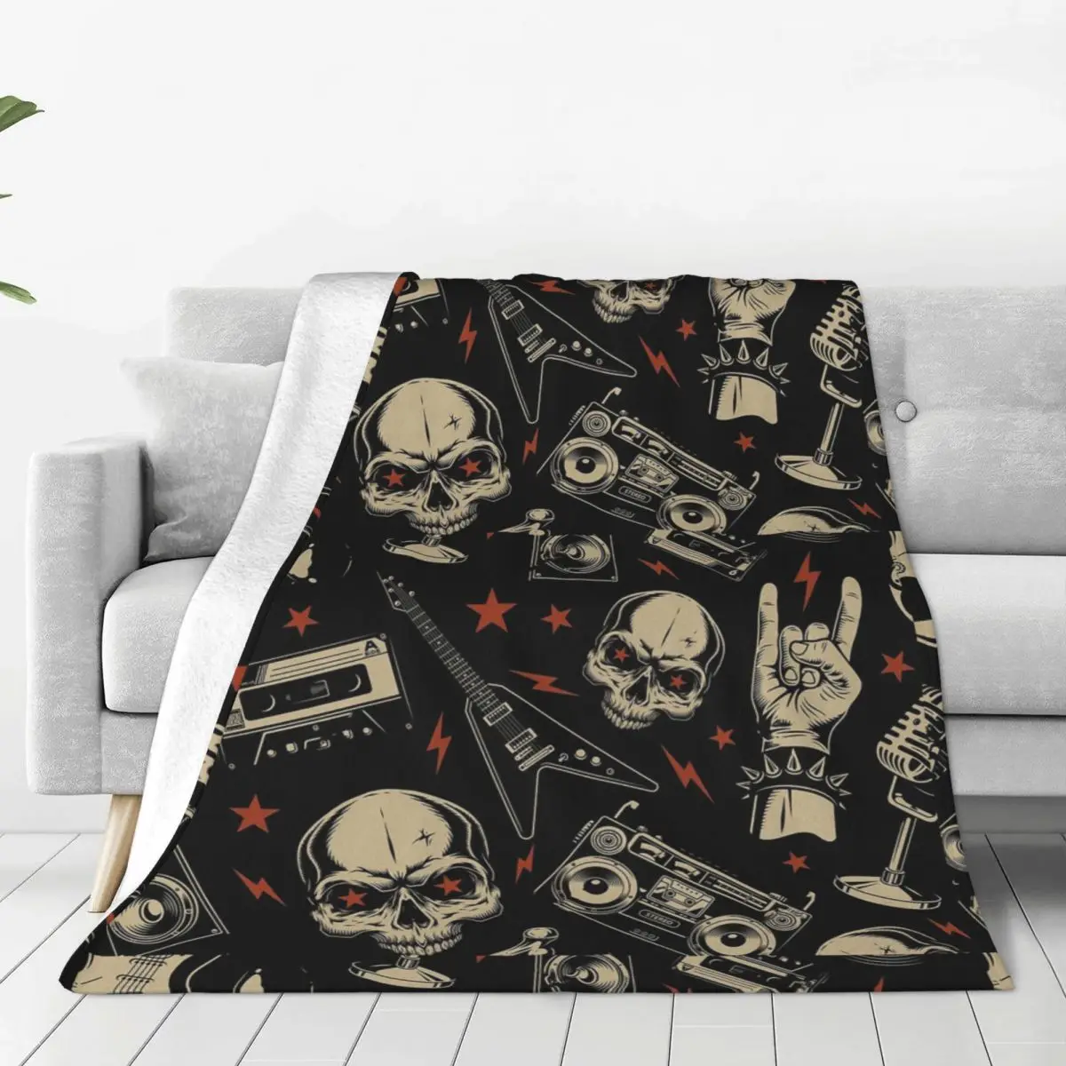

Retro Heavy Metal Blankets Rock Roll Music Flannel Awesome Breathable Throw Blanket for Bed Sofa Spring Autumn