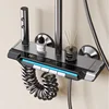 Hot Cold Bathroom Shower Faucet Set 4 Functions Shower Set Mixer Shower System Wall-mounted Temperature Digital Display 3