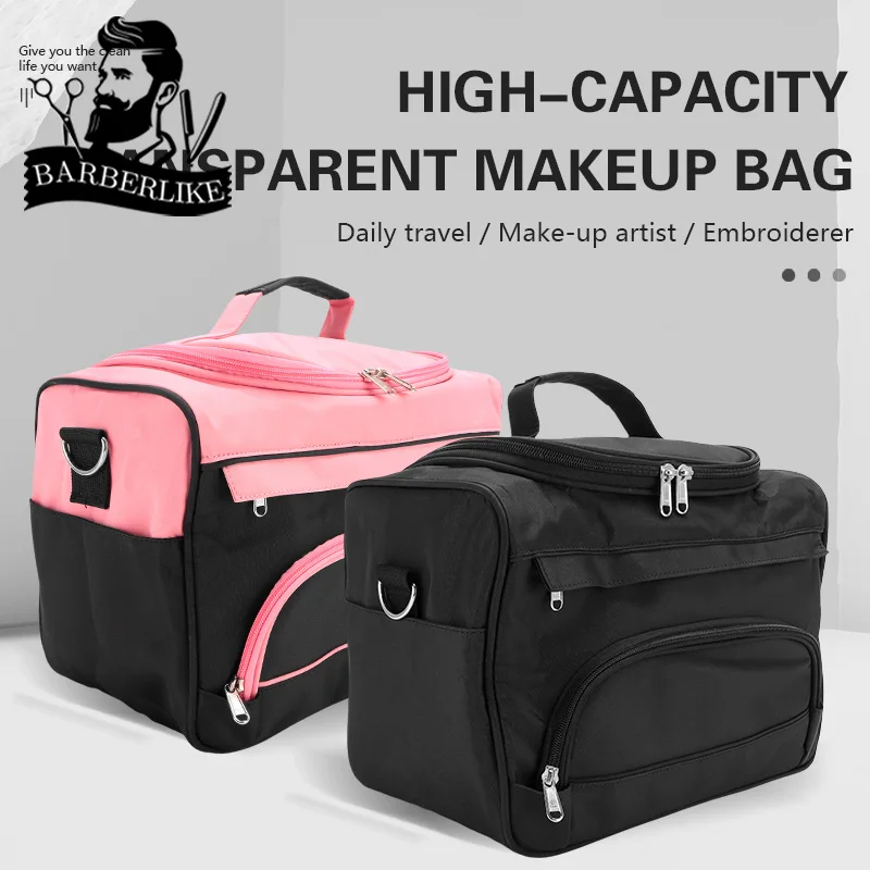

Barber Large Capacity Hair Scissor Comb Bag Hairdressing Tools Storage Pouch Salon Haircut Case Suitcase Organizer Pink Black