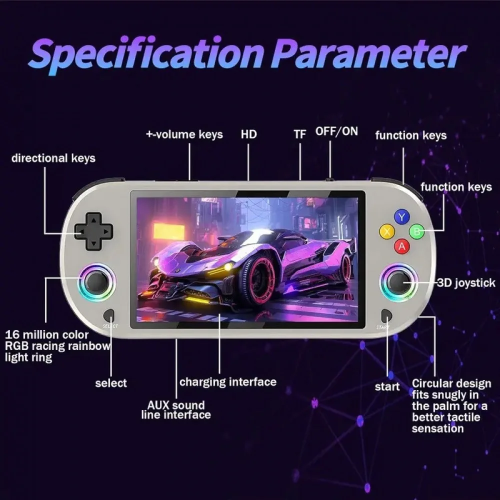 Enhanced Retro Handheld Game Console with 5-inch IPS Screen and Extensive Game Library