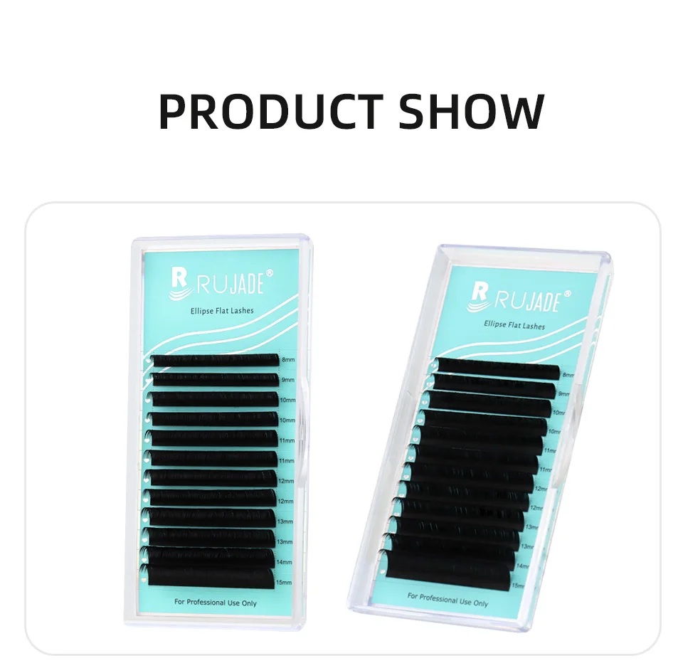 RUJADE 5 Fälle/Lot Ellipse Flache Einzelwimpernverlängerungen Weiche Split-tips Flache Wimpernverlängerung Ellipse Faux Nerz Flache Wimpern – Detail 13