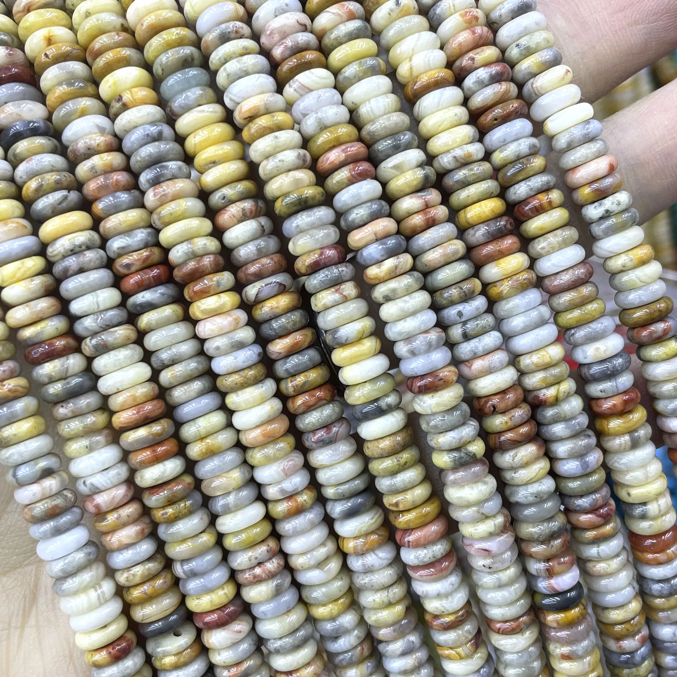 2X6MM 천연석 론델 라브라도라이트 쿼츠 재스퍼 아게이트 플랫 라운드 스페이서 비즈 주얼리 제작 DIY 팔찌 목걸이용