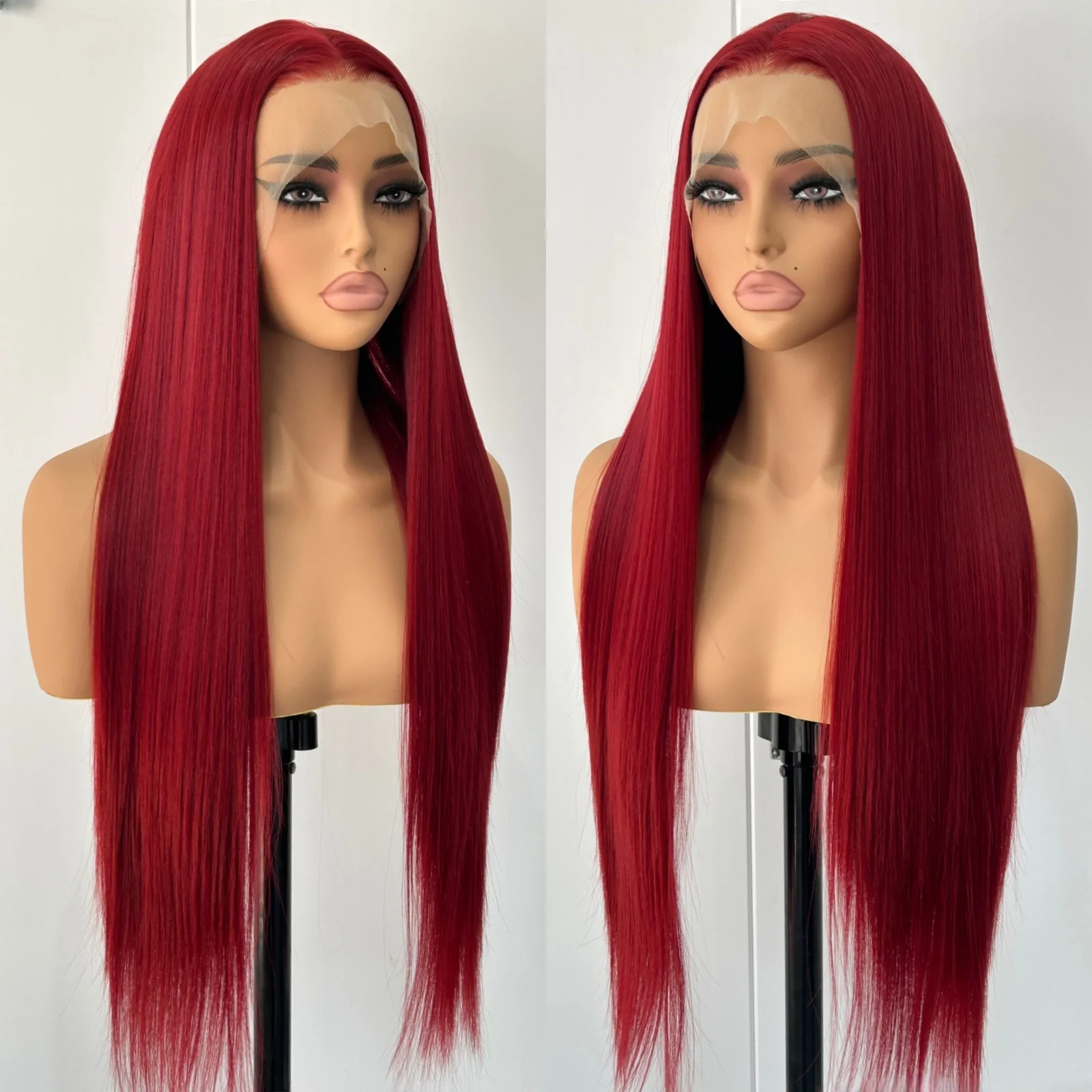 Synthetic wigs womens synthetic wigs long red silky straight heat resistant fiber wigs for women daily party