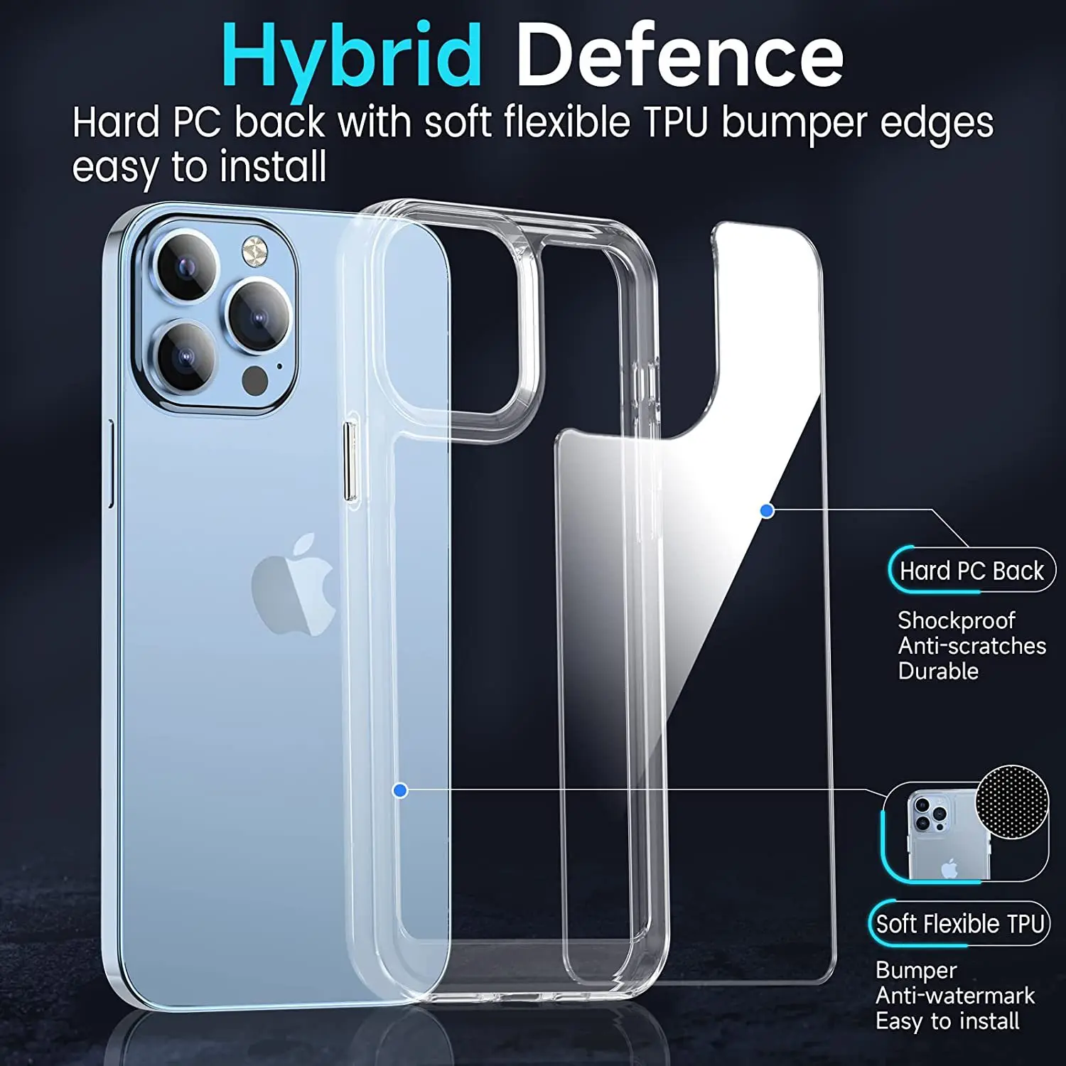 Compatible with iPhone 15 Pro Max Case, [Dustproof Design] Full-Body Rugged  Shockproof Hard Phone Case with Built-in 9H Tempered Glass Screen and 2X