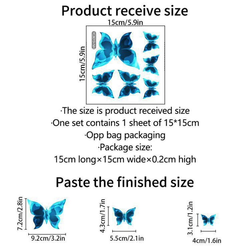 6pcs Blue Luminous Small Butterfly Switch Stickers Bedroom Living Room Switch Stickers Decoration