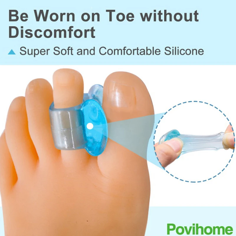 High Quality 2Pcs Blue Soft Silicone Gel Toe Separator Foot Care Tool Hallux Valgus Bunion Spacers Thumb Corrector