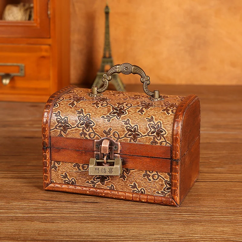 

Password Lock Collection Treasure Chest Treasure Box for Woman Gifts Souvenir Vintage Style Wooden Jewelry Storage Box