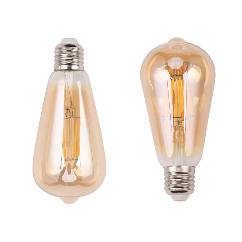 

2 Pcs Dimmable E27 Retro Vintage Filament ST64 COB LED Bulb Light Lamp Voltage 220V, 4W & 8W