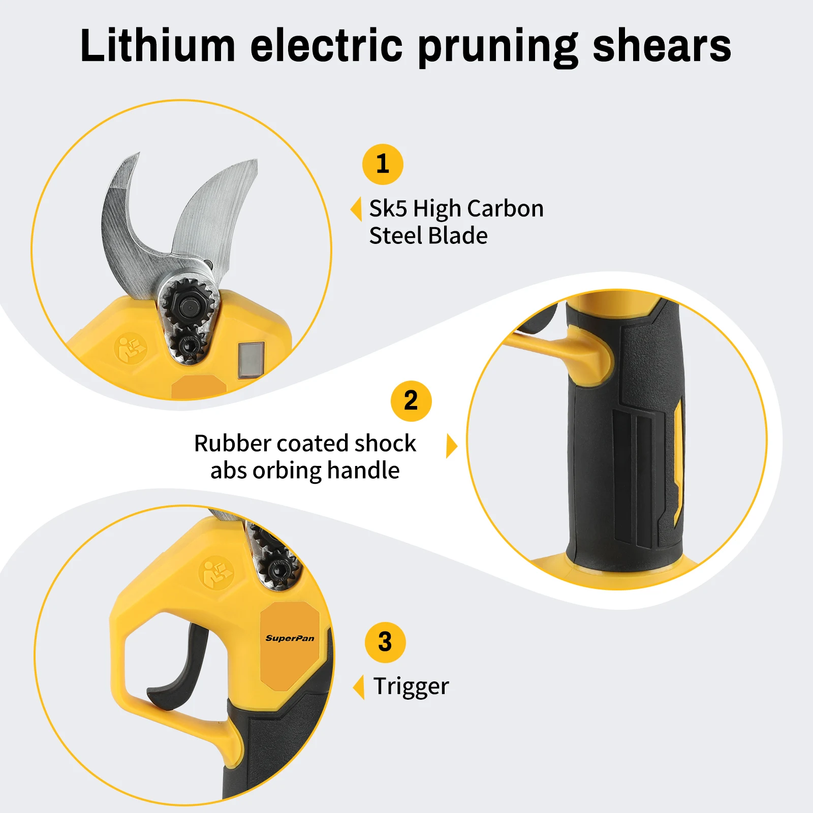 슈퍼팬 전기 전정가위, 배터리 구동식 전정기, 정원 과수원용, 디월트 20V 배터리 핀 호환