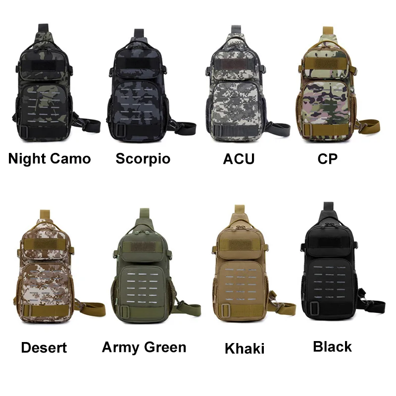 Tactical Sling Shoulder Bags Waterproof Night Reflective Strip Pack EDC New Molle Chest Bag 10L Capacity Wear-resisting black 2