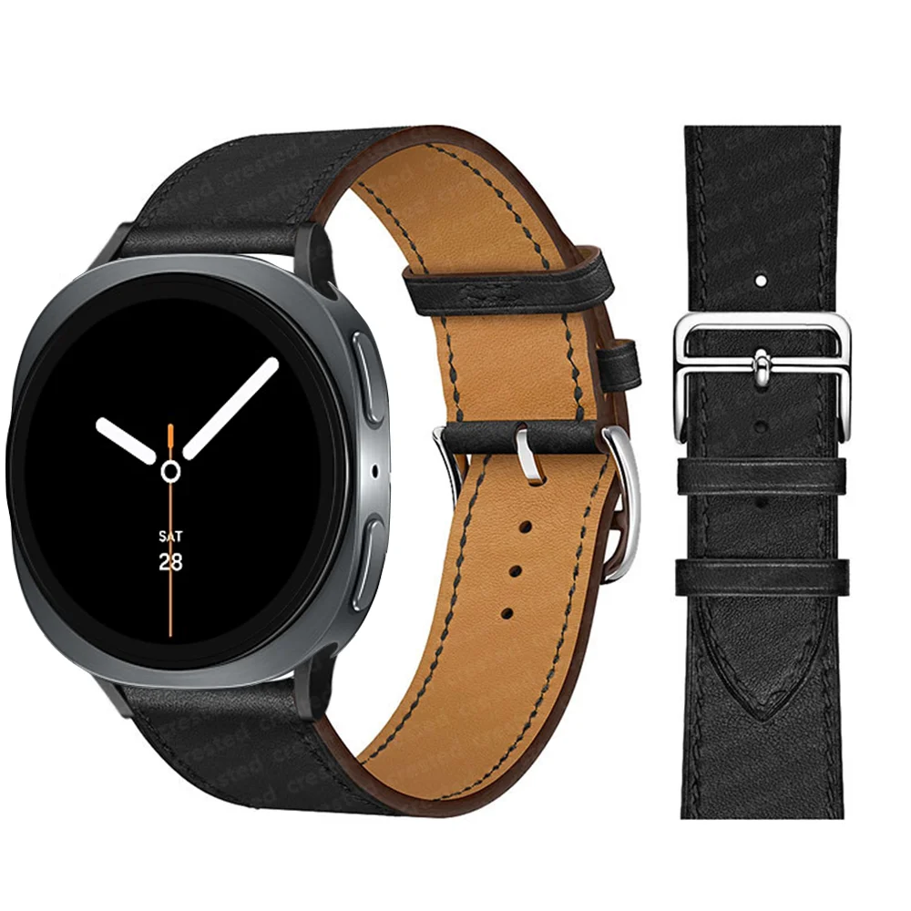 Premium Synthetic Leather Strap for Smartwatch - Elegant Bracelet with Connector