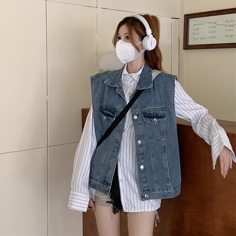 

2023 New Denim Vest Coat Loose Skinny Sleeveless Top For Women Free Shipping