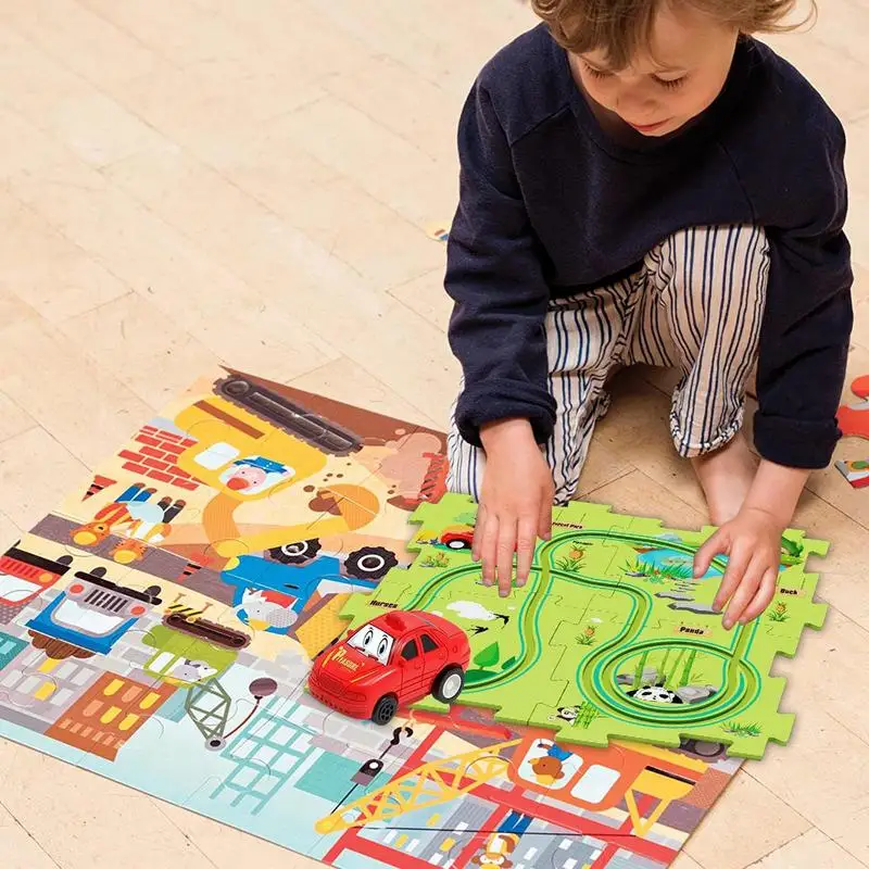 

Kids Track Racing Car Toys Set DIY Assembling Electric Trolley Critical Thinking Educational Toys For Kids Ages 3+ Years Gifts