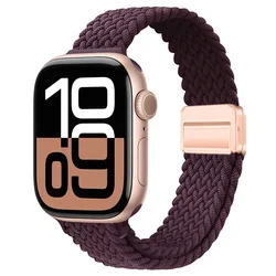 Slim Braided Loop Nylon Strap for Smartwatches - Elegant Bracelet Band (Crimson cherry)