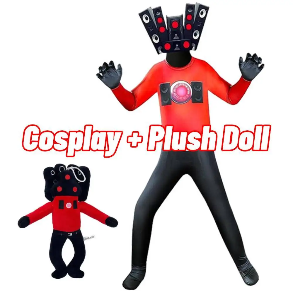 

Set Skibidi Toilet Cosplay Costume & Plush Toys Skibidi Camera Man Titan Speakerman Bodysuit Kids Navidad Gifts Party Suppy Suit