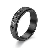 Hot Selling Fashion Casual New Stainless Steel Niche Decompression Rotating Hollow Star Moon Rotating Ring Wholesale Size 6-12 - Image 4